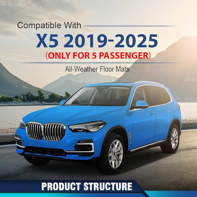 DOTCOM TPE Floor Mats Fit BMW X5 2019-2025(Only for 5 Passenger),All Weather Custom Fit Full Cover Protection 1st & 2nd & 3rd Row Truck Mats Cargo Liner Accessories,alfombras para carro 4PCS