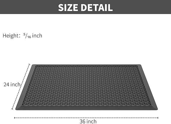 Rubber Scraper Mat for Shoes - Heavy Duty Non-Slip Entryway Mat, Mud Trapping with Deep Grooves, Waterproof Anti-Fatigue for Indoor/Outdoor, Garage Home Dust Control (4 Pack - 36" x 24")