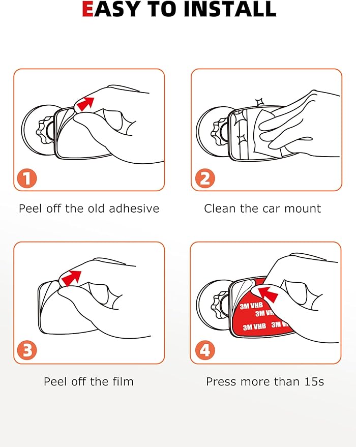 eSamcore Replacement 3.M. VHB Adhesive Pad Double 360° Rotating Dashboard Car Mount Base [Size: 1.5” X 2.6”] [3-Pack]