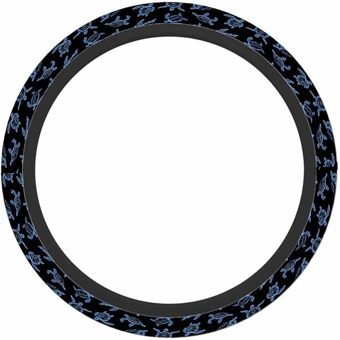 Sea Turtle Car Steering Wheel Cover Blue Sea Turtle Swimming in The Water Steering Wheel Cover Car Decor Suitable for Most Vehicles Including Trucks and SUV