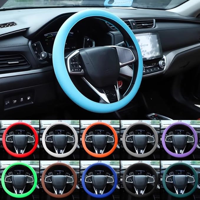 Universal Four Season Thin Silicone Steering Wheel Cover - Anti Slip Wear Resistant Comfortable for Car Purple