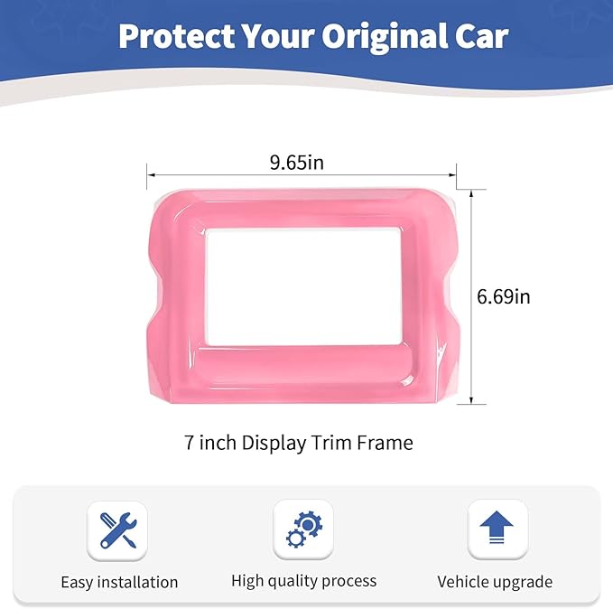 RT-TCZ for Jeep JL Center Console Radio Display Panel Trim Cover for Jeep Wrangler JL JLU Gladiator JT 2018-2023 Pink Interior Accessories 7 inch