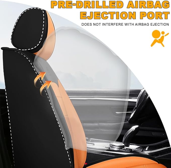 5 Seat Covers Fit for Acura Integra 2023-2026, Waterproof Premium Leather Automotive Accessories Seat Protectors Seat Cushions Wear-Resistant Car Seat Covers(Black&Orange,Full Set)