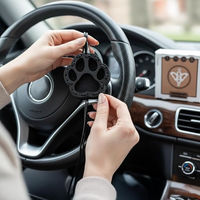 Wood Car Air Freshener — Handmade Car Air Freshener — Paw Designed Fragrance Oil Diffuser in Wooden Gift Box — Aromatherapy Gift Set with Mountain Rain Fragrance Oil - 10 ml