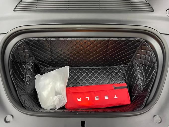 Tesla Model Y 2020-2025(Non for 2026 Model Y) Frunk Mats Front Trunk Mat Frunk Organizer Leather All-Weather Full Coverage Tesla Model Y Accessories