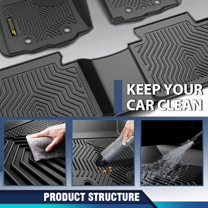 PIT66 Floor Mats Cargo Liners Accessories Compatible with Tesla Model 3 2017 2018 2019 2020 2021 2022 2023 (Heavy Duty) 4-Piece Premium All Weather Automotive TPE Liners