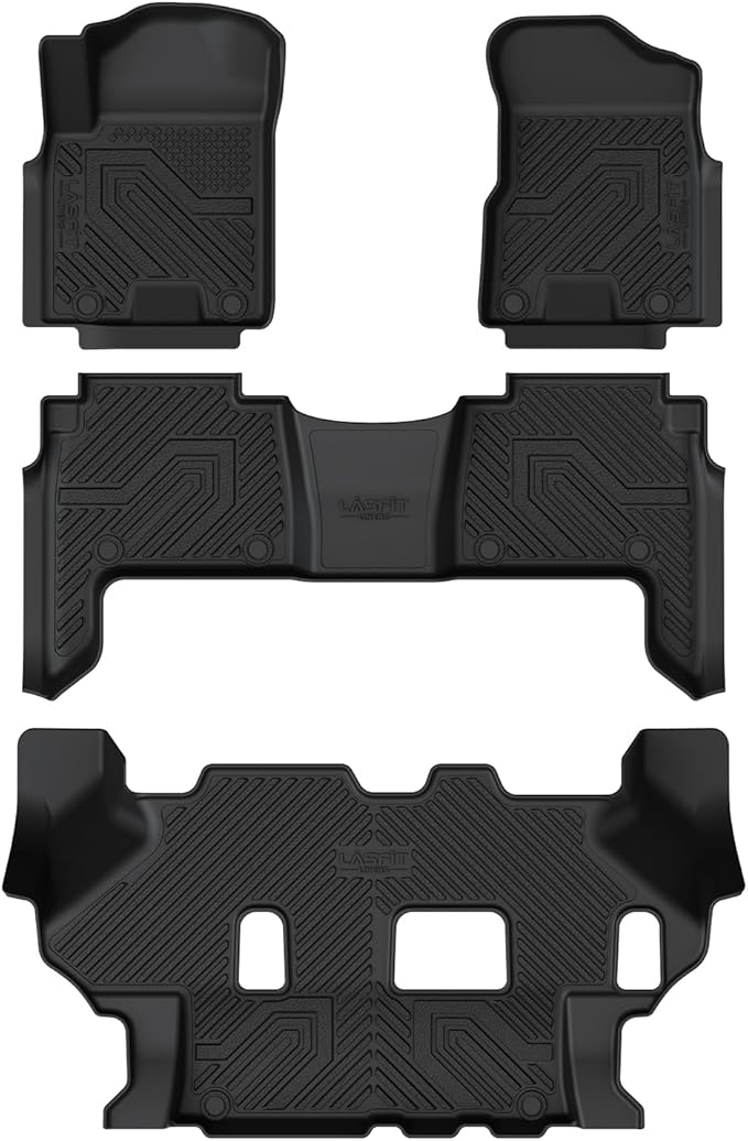 LASFIT Floor Mats for Nissan Armada/Infiniti QX80 2024 2023 2022 2021 2020 2019 (Only Fits for 8 Seats, Bench Seats), All Weather TPE Custom Fit Floor Liners for 2019-2024 Armada/QX80 Car Mats