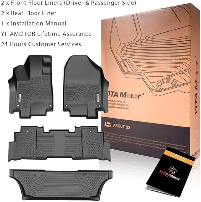YITAMOTOR Floor Mats Fit for Honda Odyssey 2018-2026, All-Weather Floor Liners Set Custom Fit for Front 1st, 2nd & 3rd Row,Car Accessories Black