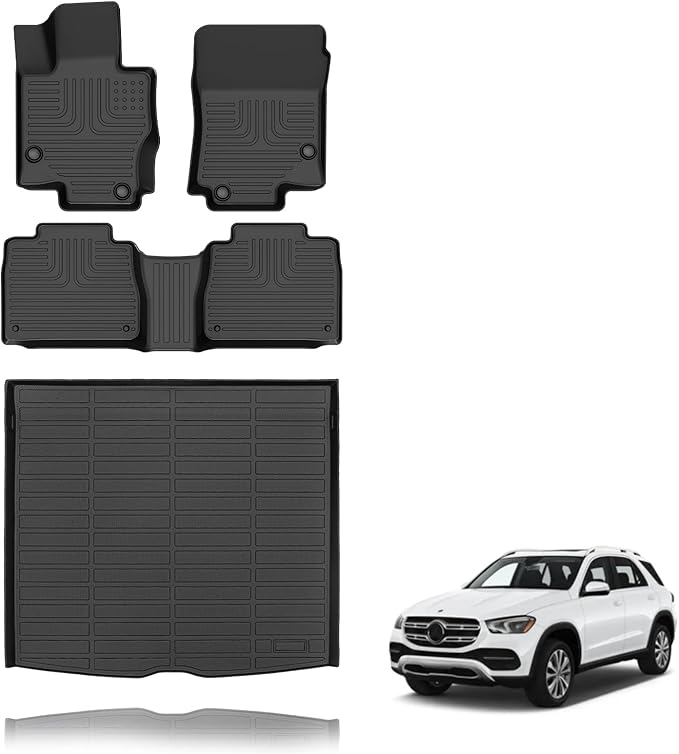 All Weather Car Floor Mats & Cargo Liner Set Fit for Benz GLE 350 / GLE 450 / GLE 580 / GLE 53 AMG / 63 AMG S (No for Coupe) 2020-2025 Floor Liners Trunk Liner GLE Cargo Mat Accessories Black