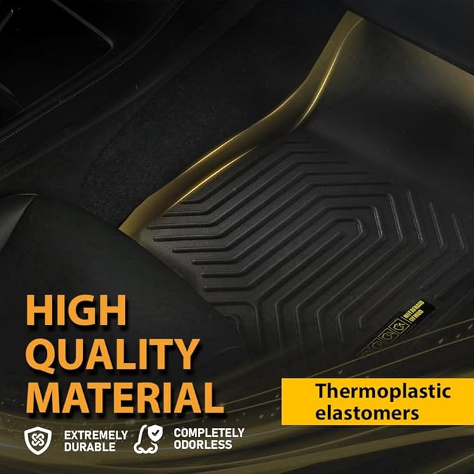 TPE Floor Mats Cargo Liners Compatible with Chrysler Pacifica 2017-2025 (No Hybrid Models), Fit 7 and 8 Passenger, Model All-Weather Protection