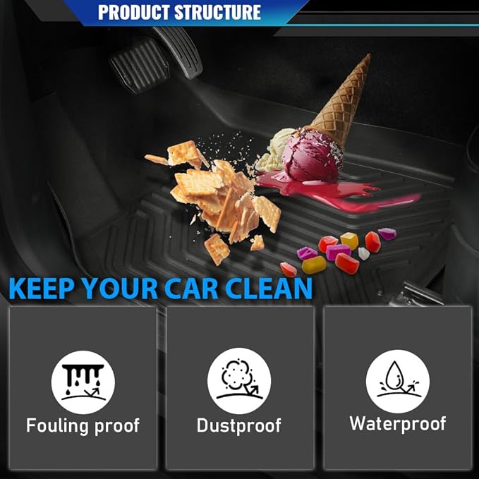 DOTCOM TPE Floor Mats Fit Nissan Rogue 2021-2024 (No Sport Models), All Weather Custom Fit Full Cover Protection 1st & 2nd Row Truck Mats Cargo Liner Accessories,alfombras para carro 3PCS