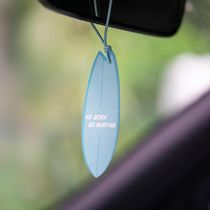 THEDOTS 15 Pack Coconut Lychee Surfboard Hanging Car Air Fresheners, Detachable Message Cards with Surfing Art, Long-lasting Scent for Car & Home