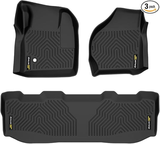 TPE Floor Mats Cargo Mats, Compatible with Ford F250 F350 Super Duty Crew Cab Models 1999-2007, 1st & 2nd Row 3PCS, All Weather Full Cover Protection, Black Cargo Liner Interior Accessories