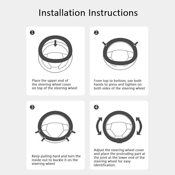 38cm Car Steering Wheel Cover, Universal 15 inch, Microfiber Breathable Ice Silk, Anti-Slip, Odorless, Easy Carry, Blue and White Contrast Design, Cute Cat for Girls, Ladies, Women