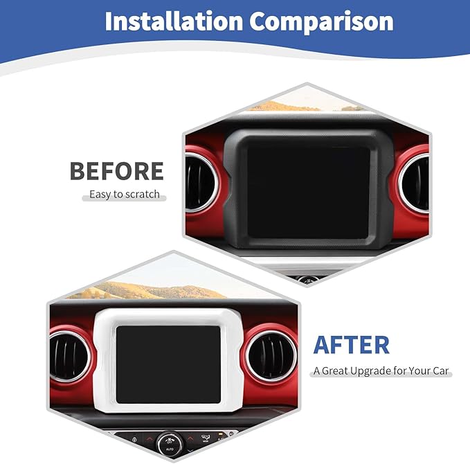 RT-TCZ for Jeep JL Center Console Radio Display Panel Trim Cover for Jeep Wrangler JL JLU Gladiator JT 2018-2023 White Interior Accessories 8.4 inch