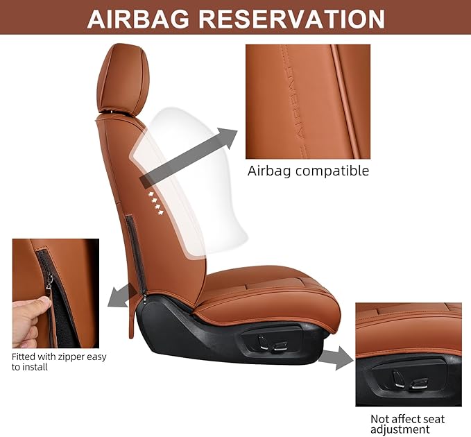 Auto Car Seat Covers Accessories Front Seat Leather Cushion Protector Breathable Waterproof Seat Cover for Cars Universal Fit 7 Colors (Brown, Front Pair)