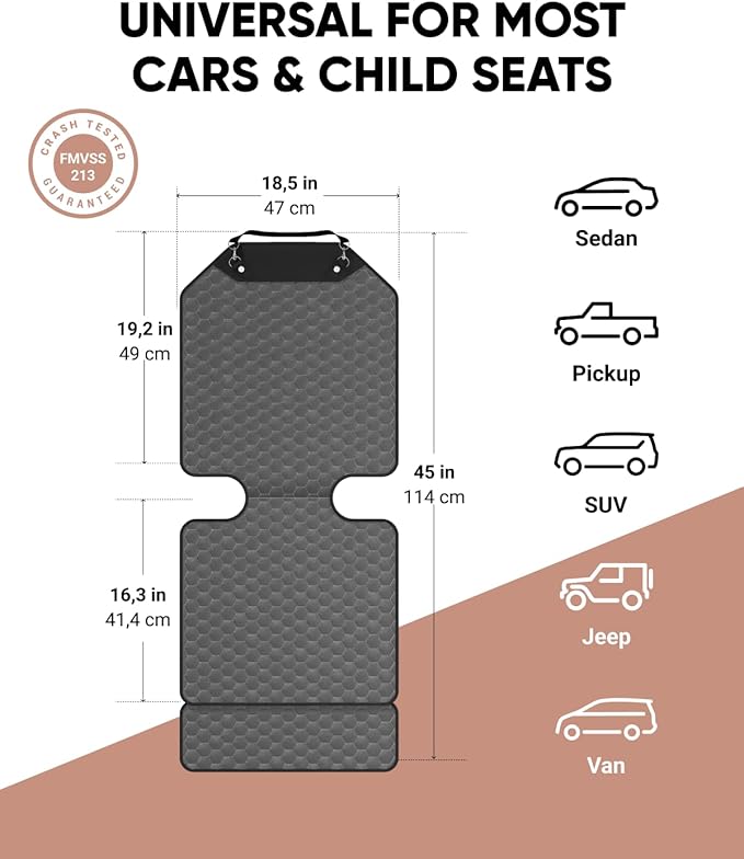 Owleys Premium Leather Car Seat Protector for Child Car Seat Cover from Dirt Scratches (Gray)