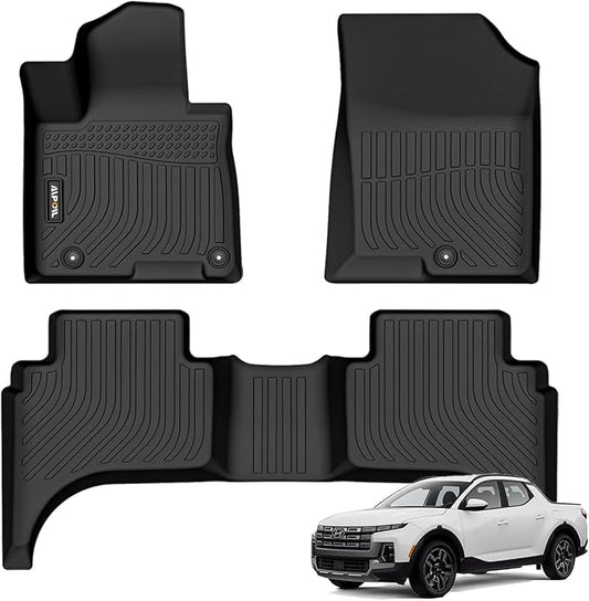 AIPOIL® Floor Mats for 2022-2025 Hyundai Santa Cruz Fits 1st & 2nd Row TPE All Weather Anti-Slip Floor Liners Full Set Custom Car Mats Accessories, Black