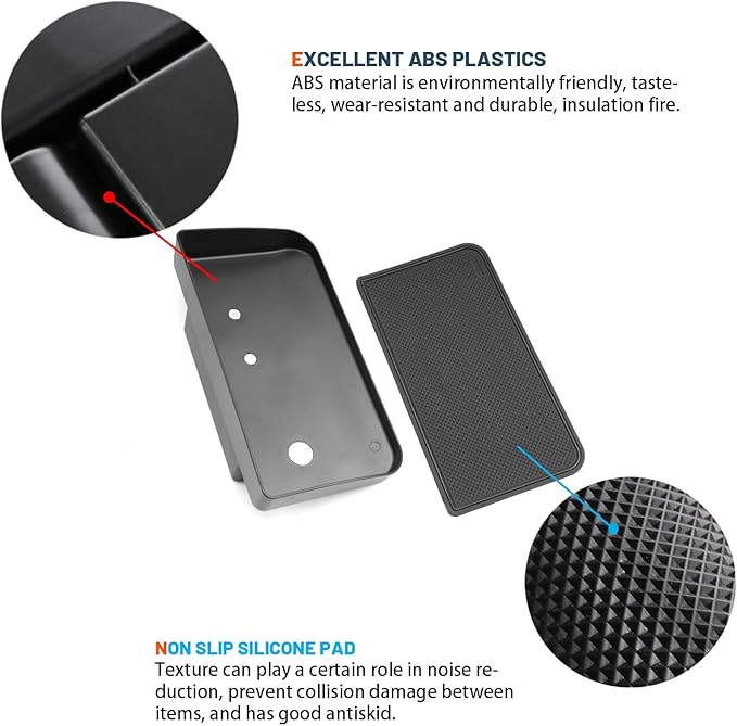 Ruiya Audi Q5 Console Organizer for Audi Q5 2021-2025 Accessories ABS Material Dash Storage Tray with ETC Magnetic Tissue Box Compatible with 2021 2022 2023 2024 2025 Audi Q5(2Packs)