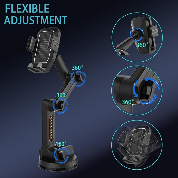 Topsolar Phone Mount for Truck Phone Holder for Truck - Heavy Duty Super Suction Cup, Mobile Device Holder Dashboard Window 16.9 inch Long Arm & Stable, iPhone & Samsung Compatible, Semi Trucker