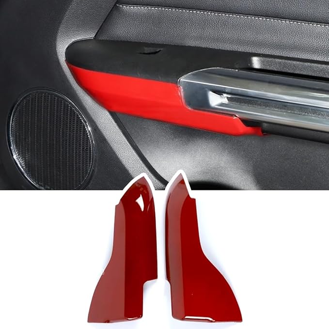 Door Armrest Panel Trim Cover Inner Door Handle Frame Sticker Compatible with Ford Mustang 2015-2025 Interior Accessories (Red)