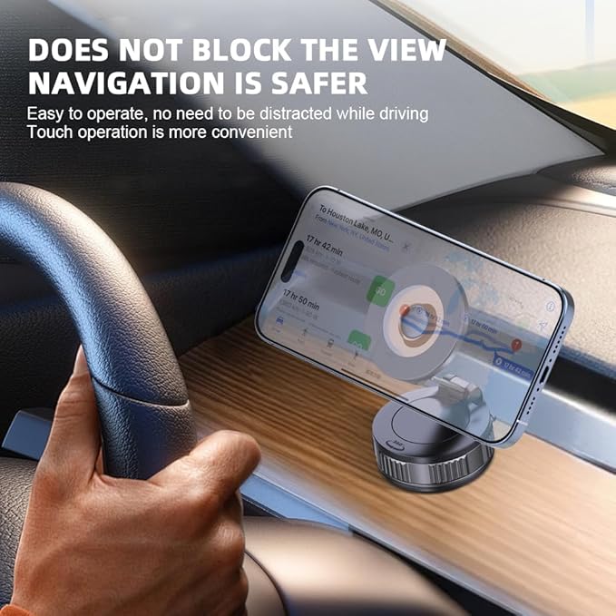 Phone Holders for Your Car Adjustable Upgraded Vacuum Magnetic Suction Cup Phone Mount for Car/Gym/Mirror,Magnetic Car Phone Holder Compatible with iPhone Android and All Smartphones (Black)