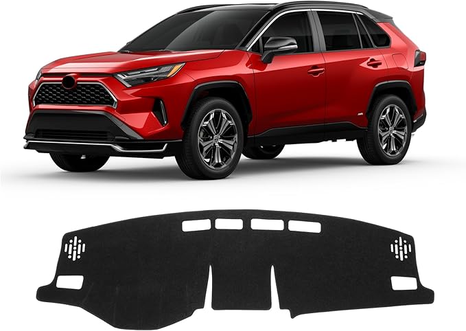 KUST Car Dash Cover Compatible with 2019-2025 Toyota RAV4 Left Hand Drving Dash Carpet Polyester Non-Slip Dash Protector Interior Accessories for RAV4 Custom Fit Dash Mat No Glare Black