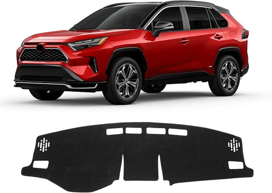 KUST Car Dash Cover Compatible with 2019-2025 Toyota RAV4 Left Hand Drving Dash Carpet Polyester Non-Slip Dash Protector Interior Accessories for RAV4 Custom Fit Dash Mat No Glare Black