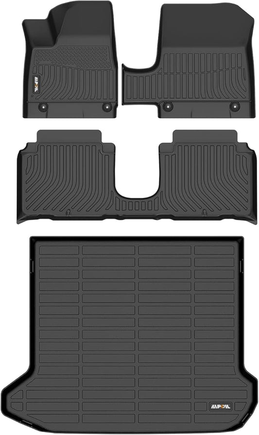 AIPOIL® Floor Mats & Cargo Liner Set for 2025 Hyundai Ioniq 5 (with Sliding Console) All Weather Protection TPE Car Full Set Custom Car Mats Accessories - Black