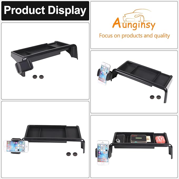 Aunginsy Center Console Dash Storage Tray with Phone Holder Compatible with Kia Telluride 2020-2022 Dashboard Storage Box Organizer Mobile Phone Mount Bracket Dash Storage Tray Interior Accessories