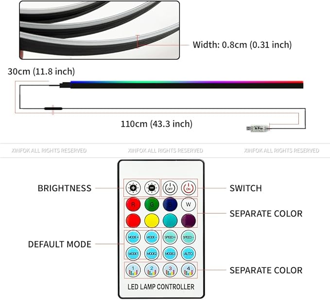 Ambient Lighting Car led Lights Interior, 43.3'' USB Powered Acrylic Neon Flexible Strip Model y Ambient Lighting kit with Remote APP,Dynamic RGB 2 in 1 Music Lights Sync for Inside car Decorations