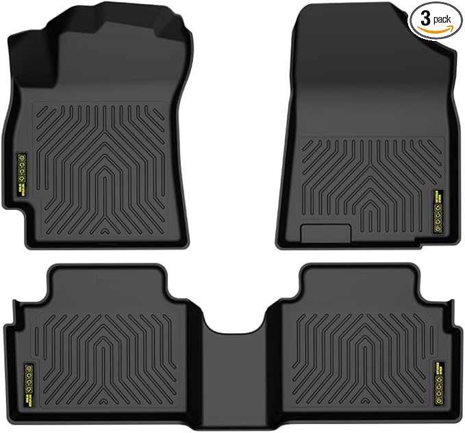 PIT66 Floor Mats Cargo Liners Compatible with Hyundai Elantra 2022 1st and 2nd Row All Weather TPE Liner Accessories Black alfombras para carro