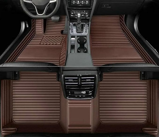Errva Custom Personalized Floor Mats for Cars，Luxury Full Coverage All Weather Car Floor Mats，Anti-Slip Leather Car Mat Set ，Custom Floor Mats for 98.99% of Cars, Trucks & SUVs (brown3)
