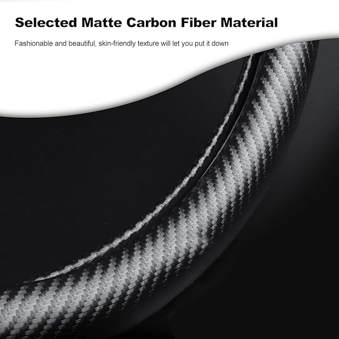 Ergocar Round Shape Carbon Fiber & Microfiber PU Leather Steering Wheel Cover Anti-Slip Car Steering Wheel Protector Breathable Sweat Absorbent Sport for Diameter 38cm（15"）-Black Blue