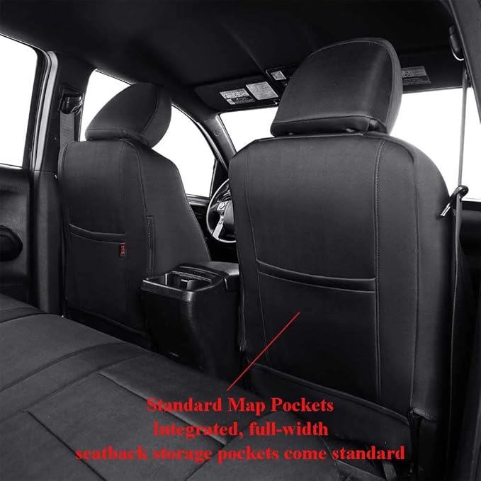 EKR Custom Fit Tacoma Front Car Seat Covers for Select Toyota Tacoma 2016 2017 2018 2019 2020 2021 2022 2023 Double Cab/Access Cab -Front Row Only, Neoprene (Black)