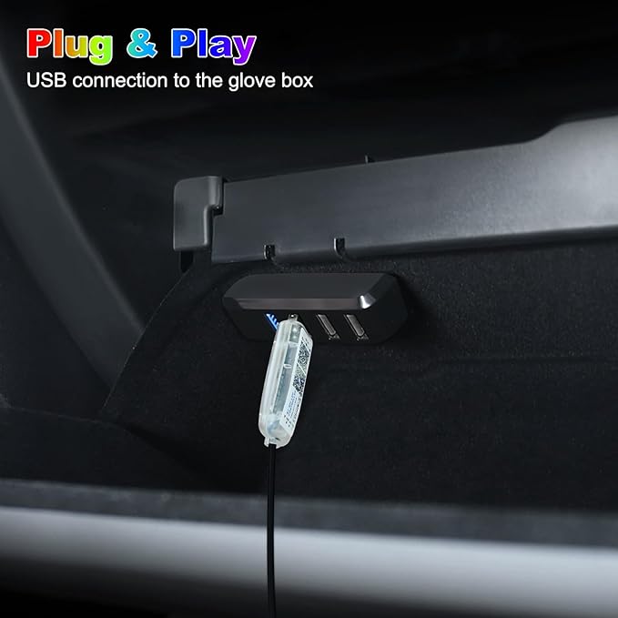 Acrylic Interior Car LED Strip Light with USB/Type C, Dreamcolor 10 in 1 with 187 inches 650 LEDs Ambient Lighting Kits, Sound Active Function Neon Accessories