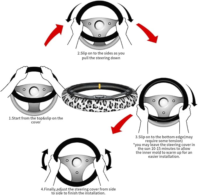 Swono Leopard Print Non-Slip Steering Wheel Cover Wild Animal Snow Leopard Neoprene Car Steering Wheel Covers Grip Automotive Steering Wheel Protector Auto Car Wrap Cover 15 Inch