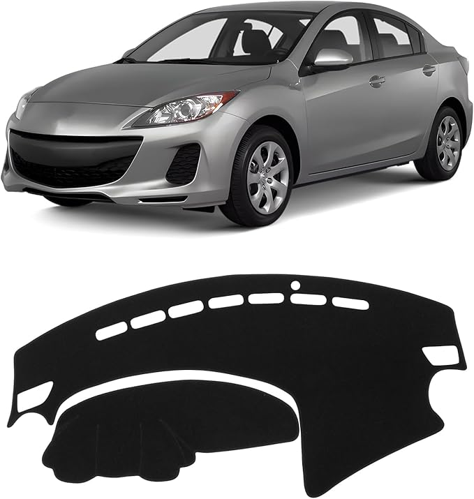 KUST Car Dash Cover for 2010 2011 2012 2013 Mazda3 Non-Slip Dashboard Cover Polyester Center Console Dash Cover Interior Accessories for Mazda3 Custom Fit Dash Mat Car Dash Protector No Glare Black