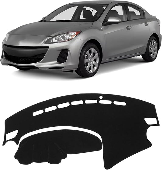 KUST Car Dash Cover for 2010 2011 2012 2013 Mazda3 Non-Slip Dashboard Cover Polyester Center Console Dash Cover Interior Accessories for Mazda3 Custom Fit Dash Mat Car Dash Protector No Glare Black