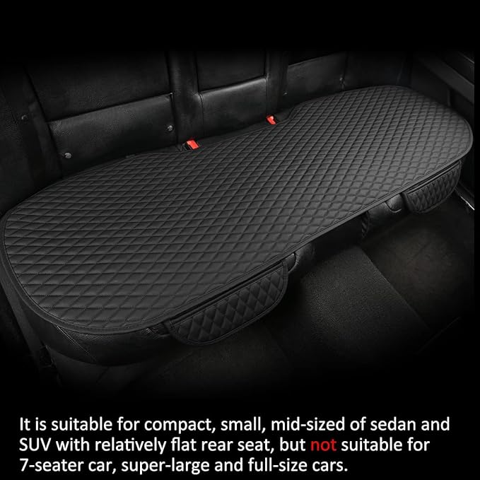 West Llama Pu Leather Car Seat Bottom Covers Protectors Include 1 Pair Front Driver Seat Pad Mat and 1 Rear Bench Cover Universal Fit 90% Vehicles,Black