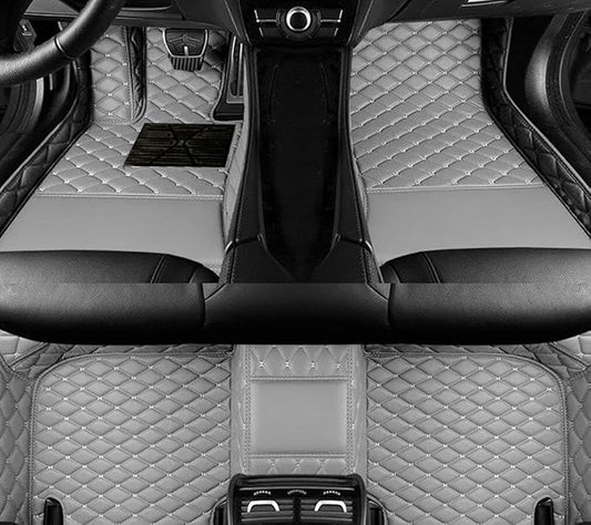 Errva Custom Personalized Floor Mats for Cars，Luxury Full Coverage All Weather Car Floor Mats，Anti-Slip Leather Car Mat Set ，Custom Floor Mats for 98.99% of Cars, Trucks & SUVs (grey1)