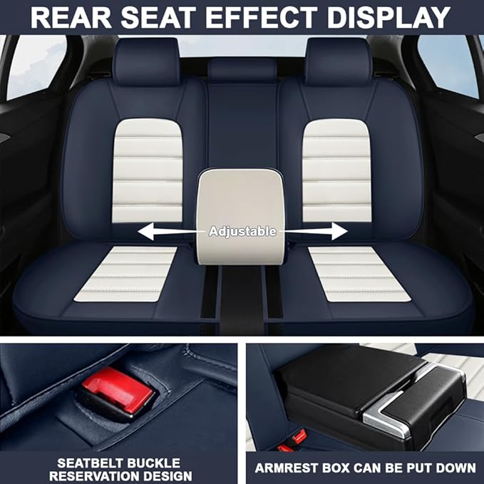 5 Seat Covers Fit for Acura Integra 2023-2026, Waterproof Premium Leather Automotive Accessories Seat Protectors Seat Cushions Wear-Resistant Car Seat Covers(Blue&White,Full Deluxe)