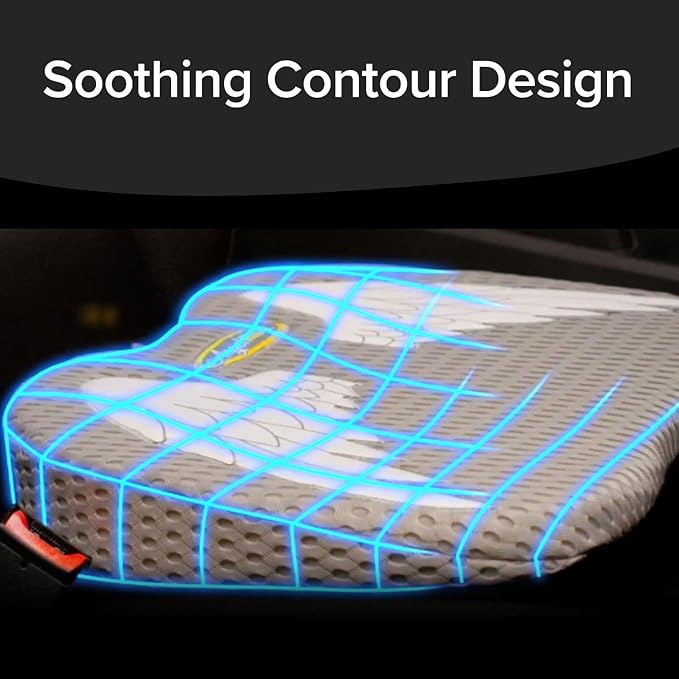 Auto Cushion with Memory Foam, AS SEEN ON FOX NEWS, Advanced Lumbar Helps Relieve Pressure Points, Molds to Any Body, Drive in Heavenly Comfort in Any Vehicle, Breathable, Washable Cover