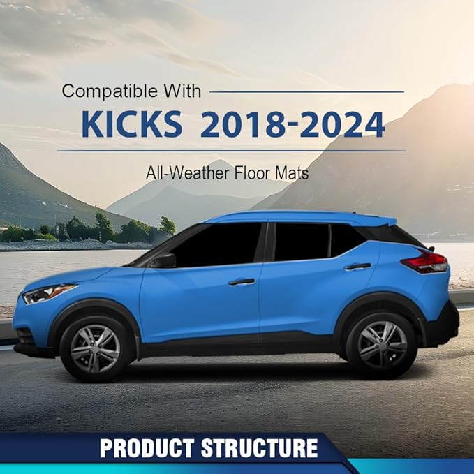 DOTCOM TPE Floor Mats Fit Nissan Kicks 2018 2019 2020 2021 2022 2023 2024, All Weather Custom Fit Full Cover Protection 1st & 2nd Row Floor Cargo Liner Accessories,alfombras para carro 3PCS