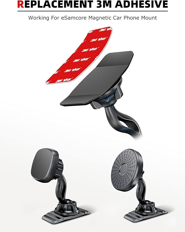 eSamcore Replacement 3.M. VHB Adhesive Pad Double 360° Rotating Dashboard Car Mount Base [Size: 1.5” X 2.6”] [3-Pack]