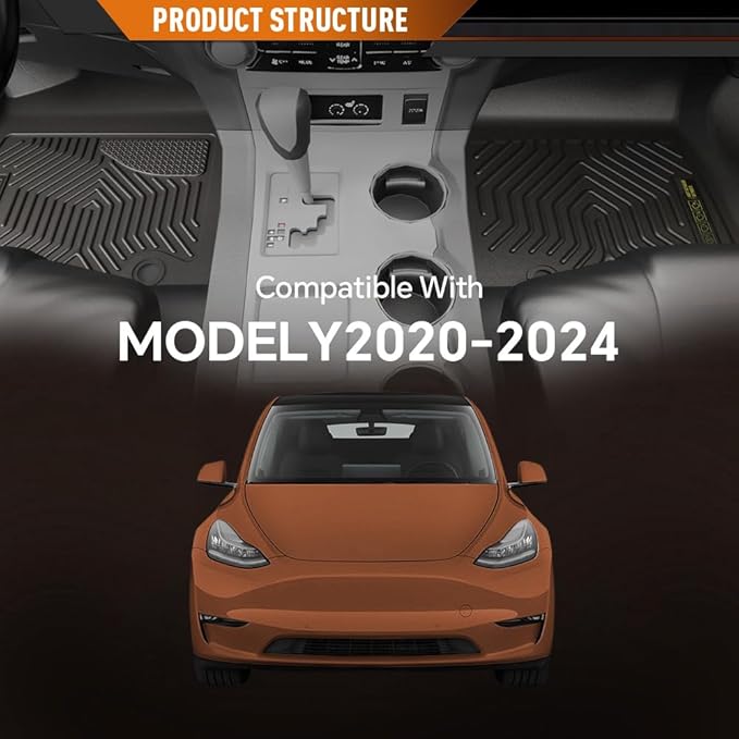 ANDPLAY TPE Floor Mats Liners 9PCS Compatible with Tesla Model Y 2020 2021 2022 2023 2024 5 SEAT (NOT for 7 SEAT) All Weather Protection Black Floor Liners alfombras para carro