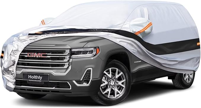 10 Layers SUV Car Cover Custom Fit for GMC Acadia (2007-2025), Waterproof All Weather for Automobiles, Outdoor Full Cover Sun Dust Rain Protection with Cotton. Silver