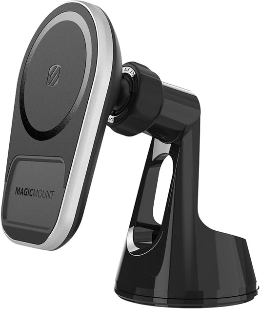 Scosche MPQ5WD MagicMount Pro Charge5 15W MagSafe Wireless Charging Dashboard/Windshield Phone Mount for Car, Magnetic Phone Holder Compatible with iPhone 12/13/14/15/16/Pro/Pro Max, Galaxy, and More
