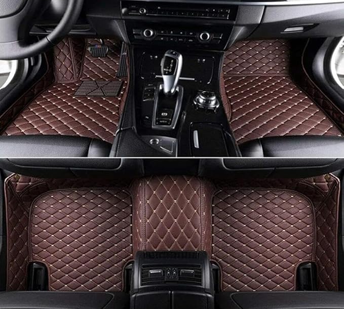 Errva Custom Personalized Floor Mats for Cars，Luxury Full Coverage All Weather Car Floor Mats，Anti-Slip Leather Car Mat Set ，Custom Floor Mats for 98.99% of Cars, Trucks & SUVs (brown2)