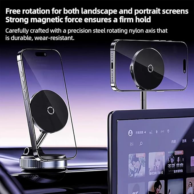 15W Magsafe Wireless Charging Car Phone Holder, 360° Adjustable Multifunctional Car Mount Charger, Fast Wireless Charging for iPhone 17 16 15 14 13 12 Pro Max, Good for Car Dashboards/Windshields